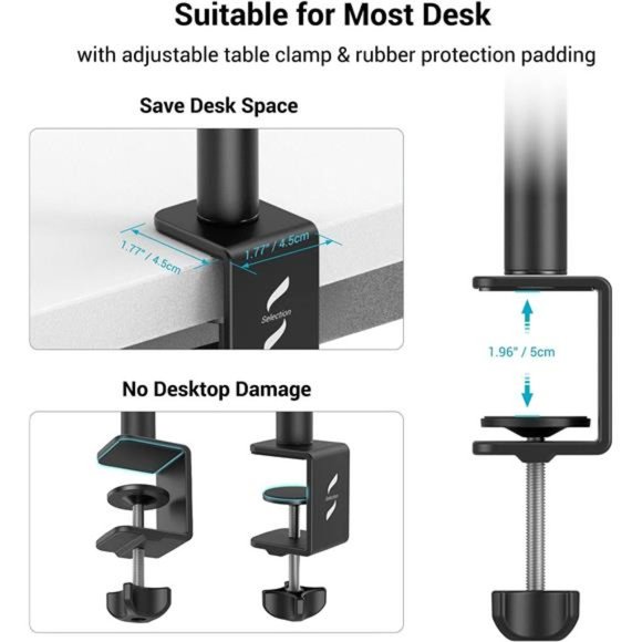 Camera Desk Mount Table Stand 13"-35" w/ 1/4" Ball Head, Adjustable Light Stand - Picture 6 of 7